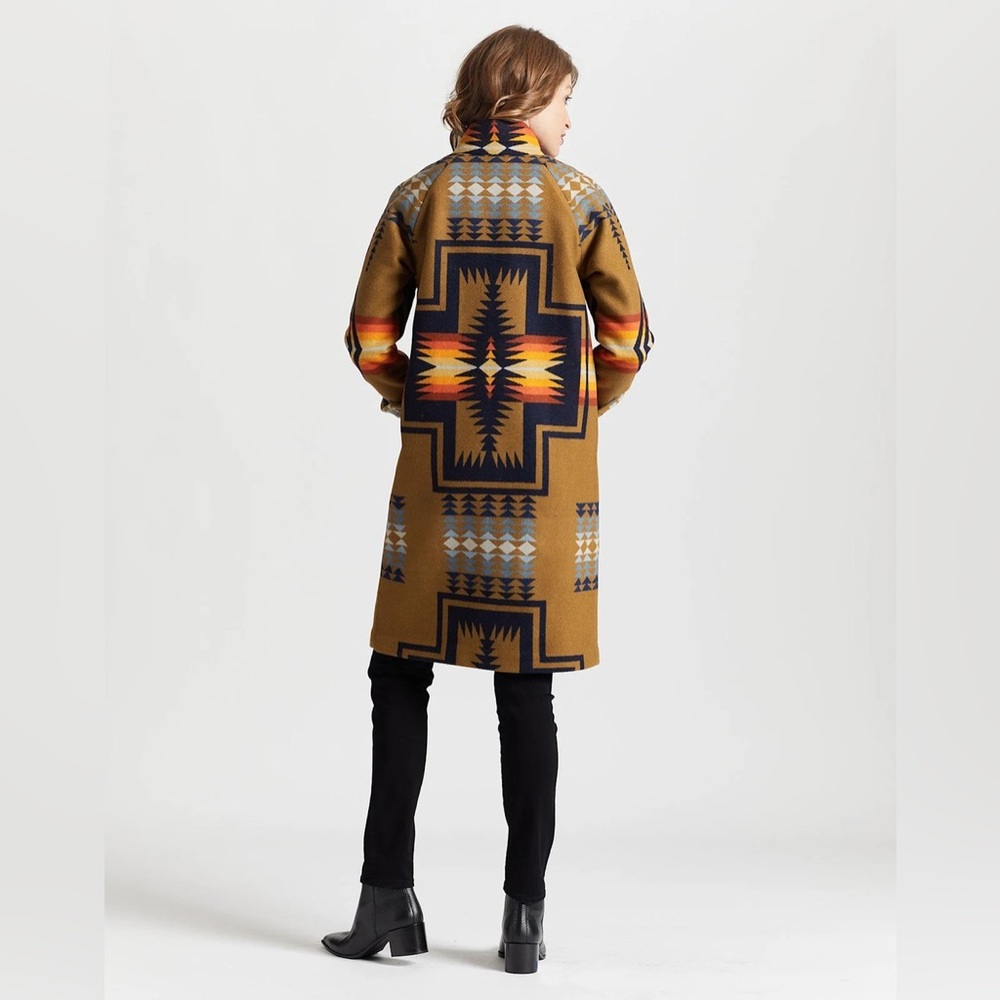 Pendleton Brown Geometric Patterned Long Coat - Picture 5 of 12